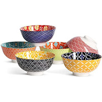 Metahom Dessert Bowls, Small Colorful Bowls 10 Oz, Ceramic Bowl Set For Ice Cream, Decorative Bowls For Snack Soup Condiments, Side Dishes, Set Of 6