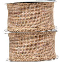 Tan Burlap Ribbon 2 Inch 2 Rolls 20 Yards Unwired Rustic Jute Ribbon For Crafts, Mason Jars, Weddings, Party Decoration; By Mandala Crafts