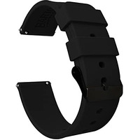 Barton Watch Bands 22Mm Black Soft Silicone Quick Release - Black Buckle