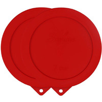 Sophico Round Silicone Storage Cover Lids Replacement For Anchor Hocking And Pyrex 7402-Pc 6/7 Cup Glass Bowls (Container Not Included) (Red - 2 Pack)
