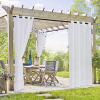 Ryb Home 2 Panels Porch Curtains Outdoor - Linen Look White Sheer Drapes Waterproof, Sun Light Glare Filter Panels For Outside Wedding Lanai Patio Balcony Terrace, W 54 X L 120 Inch