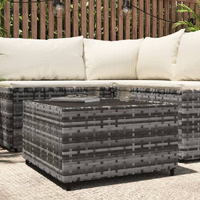 Vidaxl Square Patio Coffee Table Gray 19.7""X19.7""X11.8"" Poly Rattan