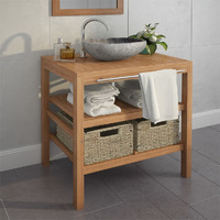 Vidaxl Bathroom Vanity Cabinet With 2 Baskets Solid Teak 29.1"" X 17.7"" X 29.5""