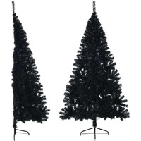 Vidaxl Artificial Half Christmas Tree With Stand Black 8 Ft Pvc