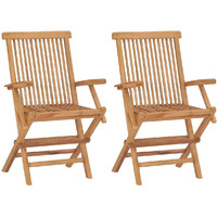 Vidaxl Folding Patio Chairs 2 Pcs Solid Teak Wood