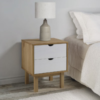 Vidaxl Bedside Cabinet Otta Brown&White 18.1""X15.6""X22.4"" Solid Wood Pine