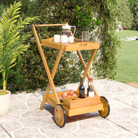 Vidaxl Tea Trolley 21.3""X34.3""X35.4"" Solid Wood Acacia