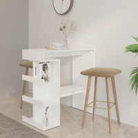 Vidaxl Bar Table With Storage Rack White 39.4""X19.7""X40"" Engineered Wood