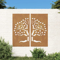 Vidaxl Patio Wall Decorations 2 Pcs 41.3""X21.7"" Corten Steel Tree Design