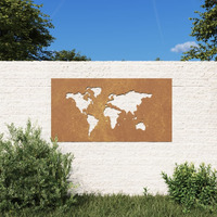 Vidaxl Patio Wall Decoration 41.3""X21.7"" Corten Steel World Map Design
