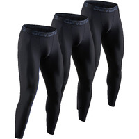 Devops 3 Pack Men's Compression Pants Athletic Leggings (Large, Black/Black/Black)