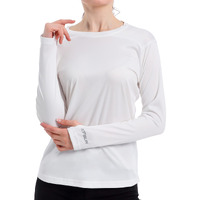 Women's Upf 50+ Uv Sun Protection Shirt Outdoor Performance Long Sleeve Rash Guard Shirts For Hiking,Swim,Fishing (White,M)