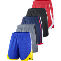 Pack Of 5 Men's Athletic Basketball Shorts Mesh Quick Dry Activewear With Pockets (Set 3, Large)