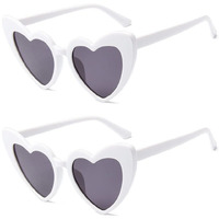 Yoothink Love Heart Shaped Sunglasses For Women,Vintage Cat Eye Mod Style Retro Glasses (White * 2)