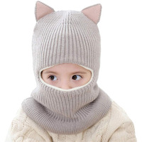 Toddler Winter Hat, Baby Winter Hat, Fleece Lined Girls Boys Winter Hat, Kids Winter Hats Scarf Earflap Hood Skull Caps, 1-5T (Cat Grey)
