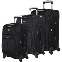 Swissgear Sion Softside Expandable Roller Luggage, Black, 3 Piece Set (21/25/27)