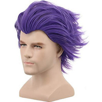 Yuehong Short Purple Wig Men Party Wig For Cosplay Costume Halloween Hair Wigs