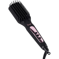 L'Ange Hair Le Vite Hair Straightener Brush  Heated Hair Straightening Brush Flat Iron For Smooth, Anti Frizz Hair  Dual-Voltage Electric Hair Brush Straightener  Hot Brush For Styling (Black)
