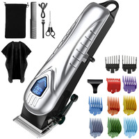 Hair Clippers For Men&Women, 5 Hours Cordless Hair Cutting Kit With 10 Combs, Led Display, Low Noise Professional Beard Trimmer Barber Clippers Hair Cutting Kit With Scissors,Cape