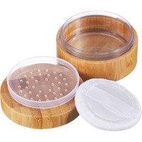 Frienda 30 Ml Empty Loose Powder Container Bamboo Cosmetic Make-Up Loose Powder Box Case Holder With Sifter Lids And Powder Puff
