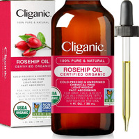 Cliganic Usda Organic Rosehip Seed Oil For Face, 100% Pure  Natural Cold Pressed Unrefined Non-Gmo  Carrier Oil For Skin, Hair & Nails
