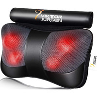 Viktor Jurgen Neck Massage Pillow Shiatsu Deep Kneading Shoulder Back And Foot Massager With Heat-Relaxation Gifts For Women/Men/Dad/Mom