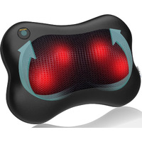 Zyllion Back And Neck Massager With Heat - 3D Deep Tissue Shiatsu Massage Pillow For Chair, Car And Muscle Pain On Whole Body: Shoulders, Calf, Foot, Legs, Arms (Not Cordless) - Black (Zma-13-Bk)