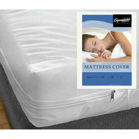 Queen Size Vinyl Mattress Protector Zippered Encasement Cover 100% Waterproof Prevent Stains And Spills