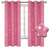 Bgment Pink Blackout Curtains For Girls Bedroom, Girls Curtains Grommet Thermal Insulated Room Darkening Star Curtains, 2 Panels Of 42 X 63 Inch