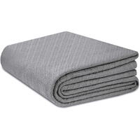 Cotton Craft Soft Cotton Thermal Blanket - Plush Herringbone Twill - All Season Luxurious Breathable Skin Friendly Lightweight Cooling Throw Blanket - Sofa Couch Travel Camping Dorm - Full Queen Grey