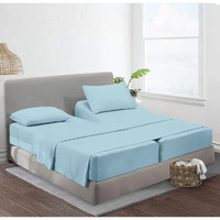 Split King Sheets Sets For Adjustable Bed Cotton-Split King Sheets Deep Pockets-5 Pcs -Split King Sheets For Adjustable Bed Twin Xl, Sky Blue 15-18 Inch Deep Sheets