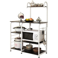 Soges Multi-Functional Kitchen Baker's Rack Utility Microwave Oven Stand Storage Cart Workstation Shelf Microwave Cart, Black Brown 172-Bk