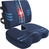 Fortem Chair Cushion, Seat Cushion For Office Chair, Lumbar Support Pillow For Chair, Car Seat Cushion, Back Support Memory Foam Pillow Washable Cover (Blue, Mesh)