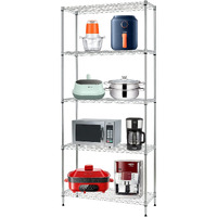 Fdw 24"" L??4"" W??0"" H Wire Shelving Unit Metal Shelf With 5 Tier Layer Rack Strong Steel For Restaurant Garage Pantry Kitchen Garage,Chrome