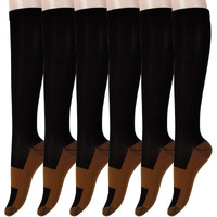 Graduated Copper Compression Socks 6 Pairs Knee High Socks For Men Women Pain Ache Relief Stockings 15-20 Mmhg (Xxl, Black)