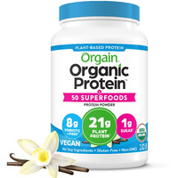 Orgain Organic Vegan Protein Powder + 50 Superfoods, Vanilla Bean - 21G Plant Based Protein, Gluten Free, Dairy Free, Lactose Free, Soy Free, No Sugar Added, Kosher, With B Vitamins - 2.02Lb