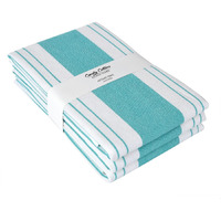 Candy Cottons Set Of 3 Kitchen Dish Towels, 100% Cotton Kitchen Towels, With Hanging Loop, Dishcloth Sets For Washing & Drying Dishes, Tea Towels & Hand Towels 18X28, Weave Modern, Teal Blue