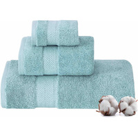 Textilom 100% Turkish Cotton 3 Pcs Bath Towel Set, Luxury Bath Towels For Bathroom, Soft & Absorbent Bathroom Towels Set (1 Bath Towel, 1 Hand Towel, 1 Washcloth)- Aqua