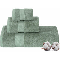 Textilom 100% Turkish Cotton 3 Pcs Bath Towel Set, Luxury Bath Towels For Bathroom, Soft & Absorbent Bathroom Towels Set (1 Bath Towel, 1 Hand Towel, 1 Washcloth)- Green