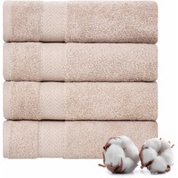 Textilom 100% Turkish Cotton 4 Pcs Hand Towel Set, Luxury Hand Towels For Bathroom, Soft & Absorbent Bathroom Hand Towels Set (16 X 28 Inches)- Beige