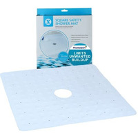 Slipx Solutions Microban-Infused Rubber Shower Mat, 21"" X 21""  Anti-Slip Square Bath Mat W/ 140 Power Grip Suction Cups  White