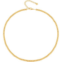 Aobei Pearl 18K Gold Ball Beaded Necklace Minimalist Beads Chain Choker Necklace Handmade Ball Strand Jewelry For Women Girls 15