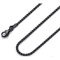 Fosir Mens Womens Stainless Steel Black Rolo Cable Chain Necklace (3Mm, 28 Inches)