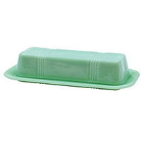 Tablecraft Hj124 Jadeite Glass Collection Butter Dish, 6.75 X 3.25 X 2.25, Green