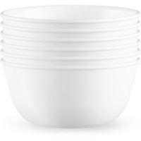 Corelle Vitrelle 28-Oz Soup/Cereal Bowls Set Of 6, Chip & Crack Resistant Dinnerware Bowls For Soup, Ramen, Cereal And More, Triple Layer Glass, Winter Frost White