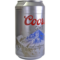 Coors Light 8 Can Portable Mini Fridge W/ 12V Dc And 110V Ac Cords, 5.4L (5.7 Qt) Beer Can Shaped Personal Cooler, Silver, Travel Fridge For Beer, Snacks, Lunch, Drinks, Home, Office, Bar, Dorm, Rv