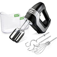 Hamilton Beach Professional 7-Speed Digital Electric Hand Mixer With High-Performance Dc Motor, Slow Start, Snap-On Storage Case, Softscrape Beaters, Whisk, Dough Hooks, Matte Black (62655)