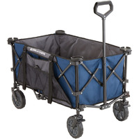 Gorilla Carts 7 Cubic Feet Foldable Collapsible Durable All Terrain Utility Pull Beach Wagon With Oversized Bed And Built In Cup Holders, Blue