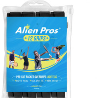 Alien Pros Tennis Racket Grip Tape (12 Grips) - Precut And Light Tac Feel Tennis Grip - Tennis Overgrip Grip Tape Tennis Racket - Wrap Your Racquet For High Performance (12 Grips, Black)
