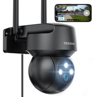 Toaioho 2K Security Camera Outdoor, Camera For Home Security Outside With Color Night Vision, Motion Detection And Alarm, 2-Way Talk, Ip66 Waterproof, 360   Viewing,Sd Card & Cloud Service,Black